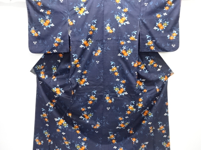 JAPANESE KIMONO / TSUMUGI / WOVEN FLOWER 